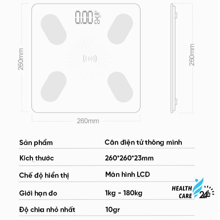 [Mã HEALTH5 Giảm 5% Đơn 50K] Cân Đo Chỉ Số Sức Khỏe Kết Nối Bluetooth Thông Minh - Phân Tích Lượng Mỡ - Cơ - Nước