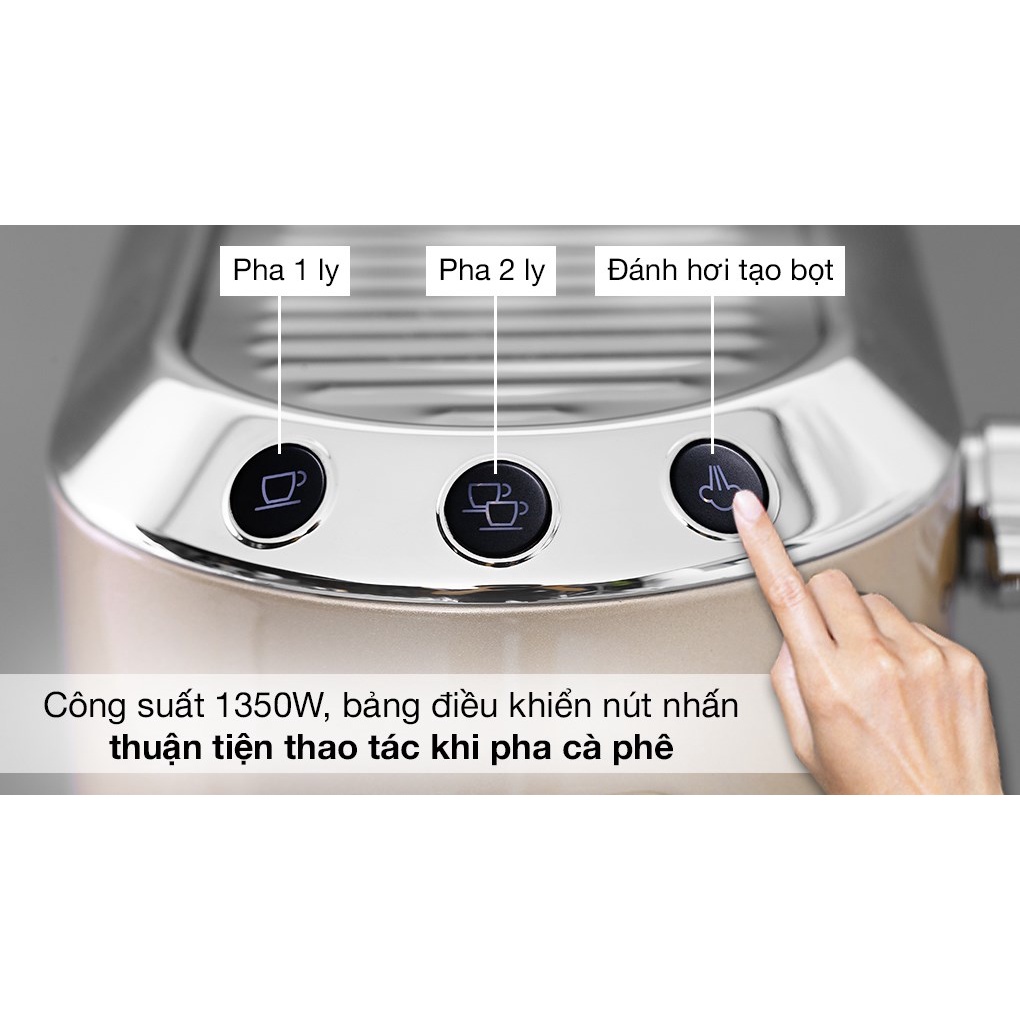 Máy pha cafe Delonghi EC785, công suất 1300W, dung tích 1.1L, áp suất 15 par, hệ thống Thermoblock, bảo hành 1 năm