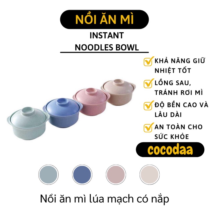 Bát Ăn Mì Có Nắp Đậy - Tô Ăn Mì Lúa Mạch Giữ Nhiệt Tốt Phong Cách Nhật Bản 8442 [FREESHIP]