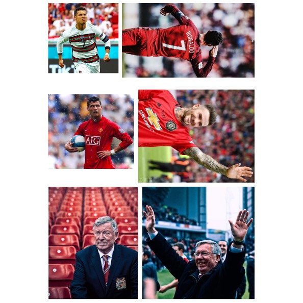 Bộ 30 Sticker hình dán SIR ALEX, RONALDO, BECKHAM, MANCHESTER UNITED, hình dán pvc chống nước