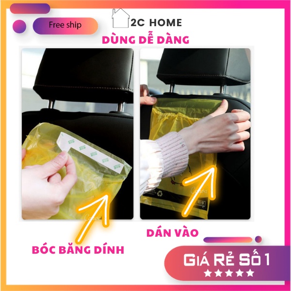 COMBO 15 Chiếc túi đựng rác trên xe hơi, oto, văn phòng dạng dán tiện lợi - Túi chống nôn 20x26cm - 2C Home