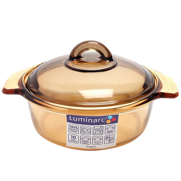 Bộ 2 Nồi Thủy Tinh Luminarc Blooming Amberline - 2L-3L | Phân Phối Chính Hãng