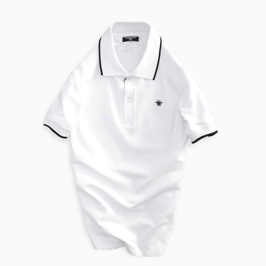 Áo thun nam có cổ polo ngắn tay Hamino màu trắng đen vải thun cotton co giãn form basic cao cấp đẹp VNXK E3