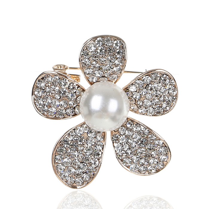 Cài áo thời trang hình hoa 5 cánh đính đá sang trọng GC74