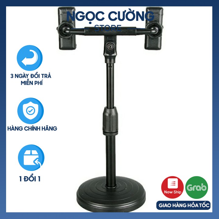 Giá đỡ điện thoại loại 2 điện thoại cao 25cm- kẹp điện thoại đôi để bạn tiện livestream | BigBuy360 - bigbuy360.vn
