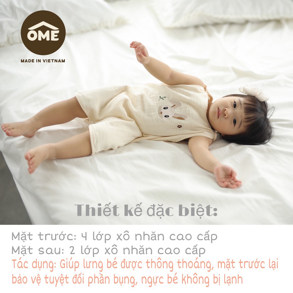 Túi ngủ thêu tay hở chân sợi tre OME/Túi ngủ xô Freesize cho bé từ 6M đến 5 tuổi &quot;Túi ngủ cho bé''