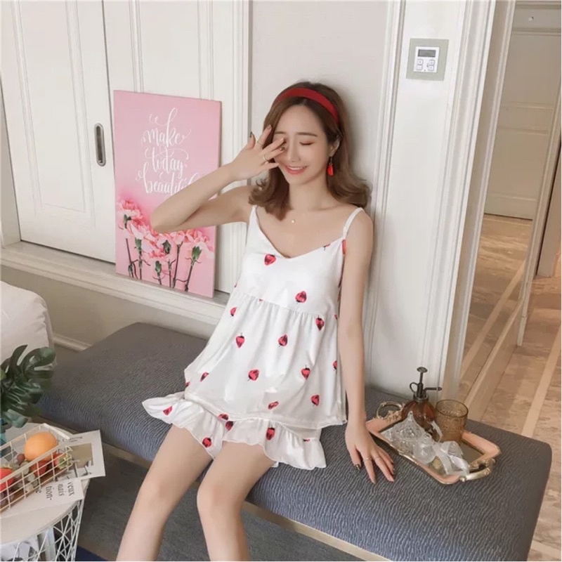 bộ Ngủ nữ 2 dây mẫu mới nhất hàng xuất chất đẹp mềm mịn - đồ ngủ nữ ( Hàng xuất)