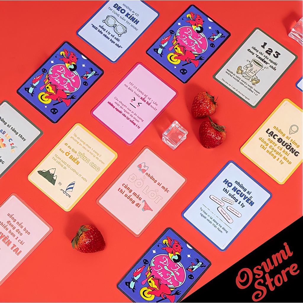 Bộ bài uống rượu Tiên Tửu Drinking game uống rượu 55 lá dành cho nhóm bạn, cặp đôi trong bữa nhậu