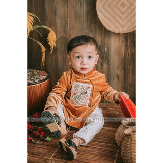 ( HỎA TỐC ) Áo Dài Nhung Tuyết Thêu Tay Đính Công Cho Ba Và Bé Sản Xuất Trực Tiếp MOONLISA