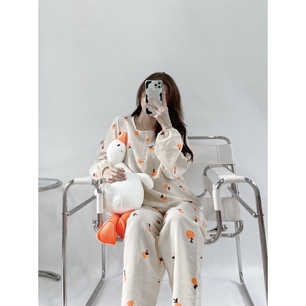 Đồ ngủ dài tay chất xốp hoạ tiết hoạt hình cổ cài nút Ảnh thật sẵn | BigBuy360 - bigbuy360.vn