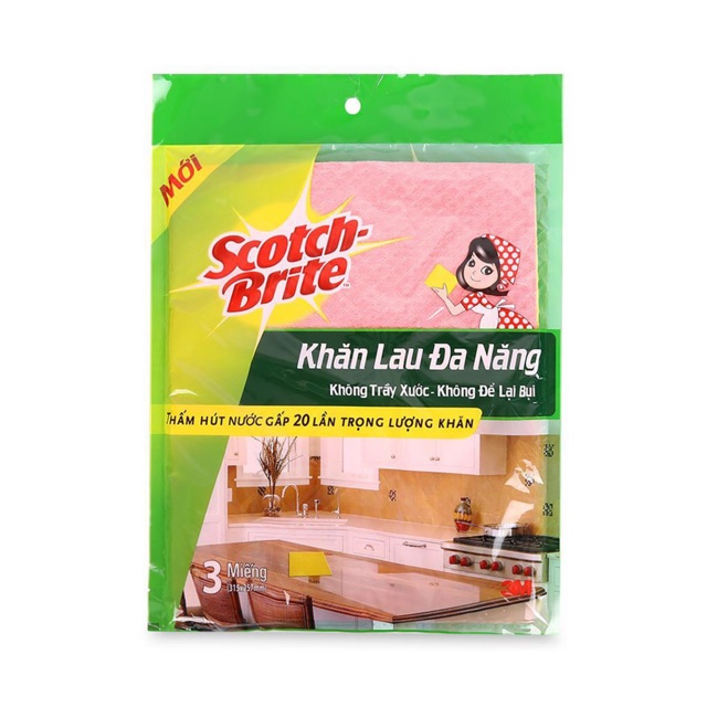 Khăn Lau Đa Năng Scotch Brite (Gói 3 Miếng, kích thươc 180 * 200mm)