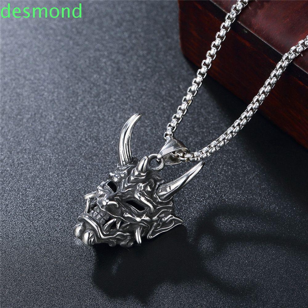 Vòng cổ sợi xích dày phối mặt hình ma quỷ phong cách hip hop Hàn Quốc đơn giản thời trang dành cho nam