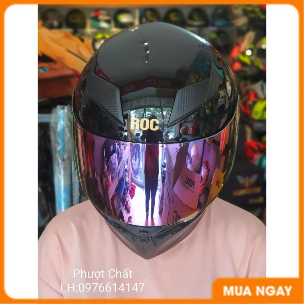 Giá Tận Kho - Nón bảo hiểm Fullface ROC R05 2 kính đen bóng lên kính