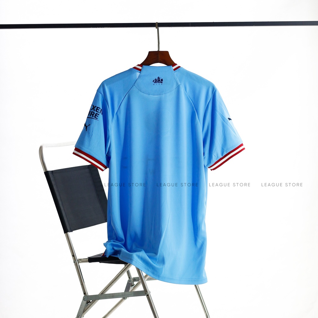 Bộ thể thao nam Manchester city Leaguestore - đồ đá banh nam ngắn tay Man city sân nhà 22/23 màu xanh