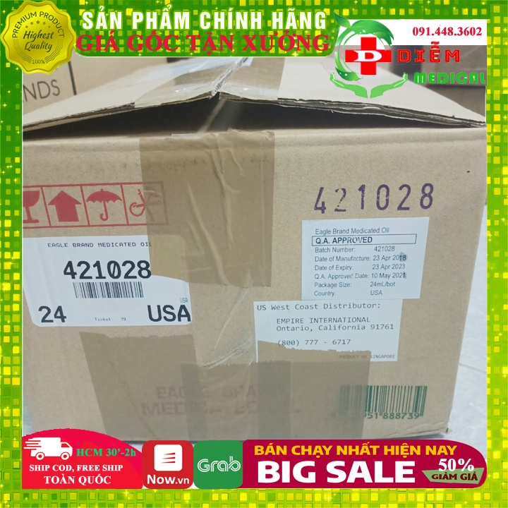 [CHÍNH HÃNG XUẤT MỸ] Dầu Gió Xanh 2 Nắp Mỹ Sing Con Ó 24ml, Tem In, Mẫu Mới Chuẩn Xuất USA, Bao Thơm Bao Nóng