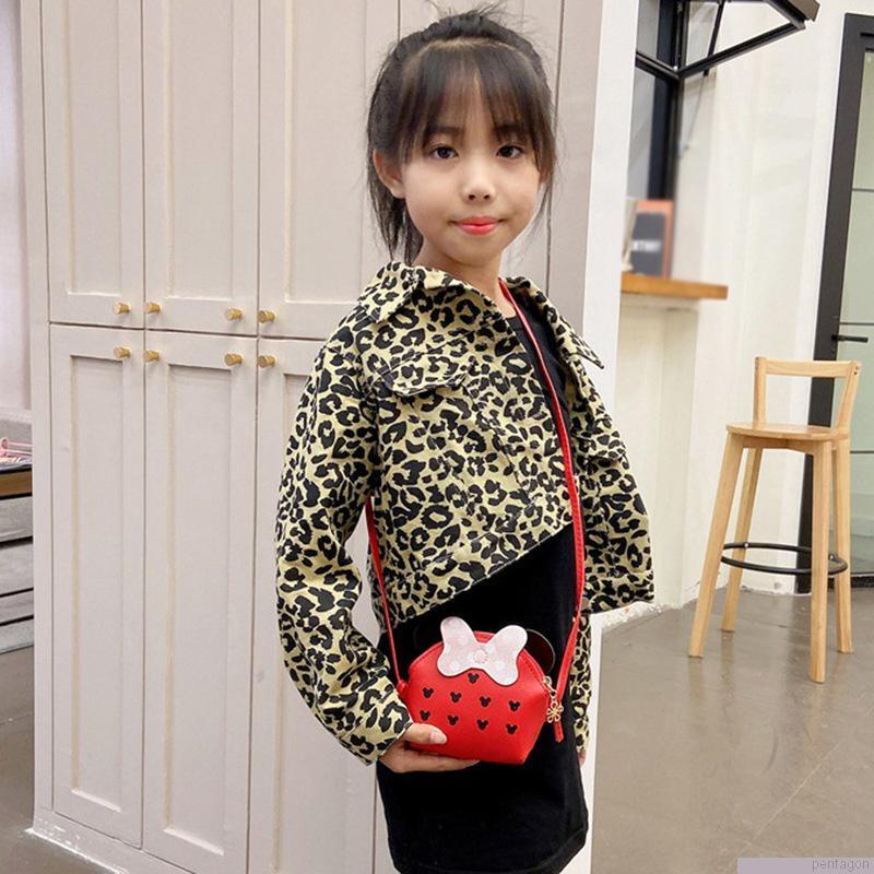 Túi đeo chéo da PU đính nơ dễ thương cho bé gái