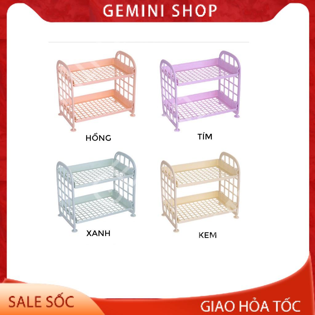 Kệ nhựa để đồ mini 2 tầng để đồ dùng học tập trang trí bàn học phong cách Hàn Quốc E050 GEMINI SHOP