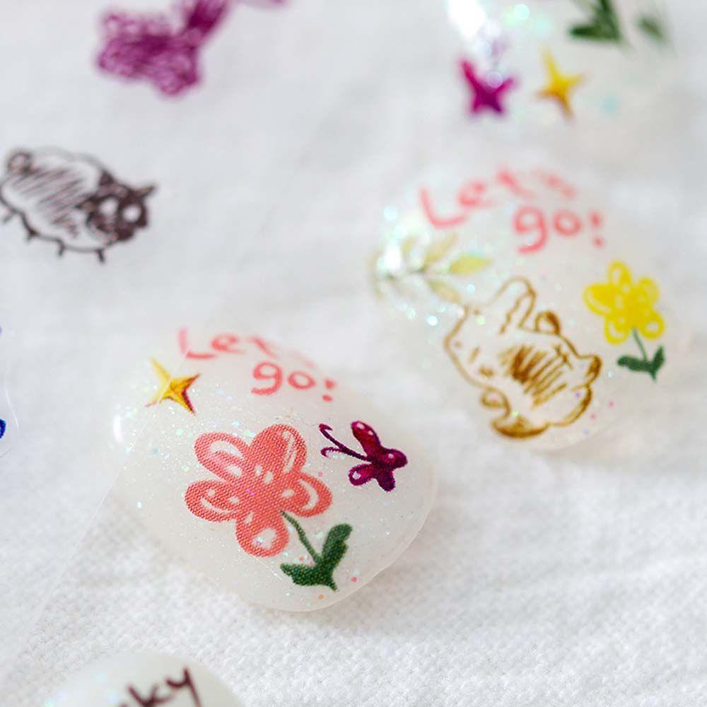 Đề Can Dán Móng Tay DIY Hình Động Vật Vịt Chó Màu Sắc Đáng Yêu