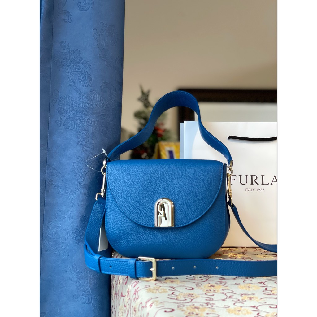 Túi xách nữ chính hãng Furla 1927 Size 20cm sleek xanh biển diện hè chuần luôn bài