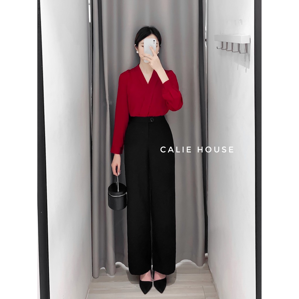 Áo sơ mi cổ chéo thời trang công sở Calie house A130 | BigBuy360 - bigbuy360.vn