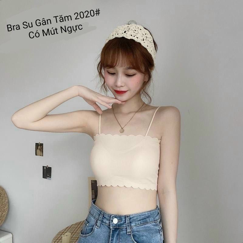 Áo 2 dây bra su trơn có mút mềm mịn