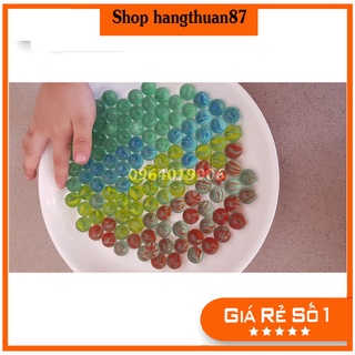50 viên bi thủy tinh - bi ve 16mm, hàng đẹp, trong veo