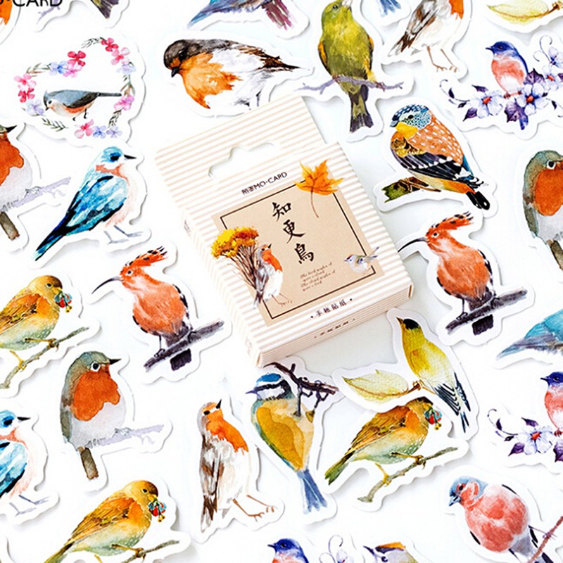 CP☆ 45Pcs/box lovely birds stickers scrapbook diary DIY notebook Skateboard decor