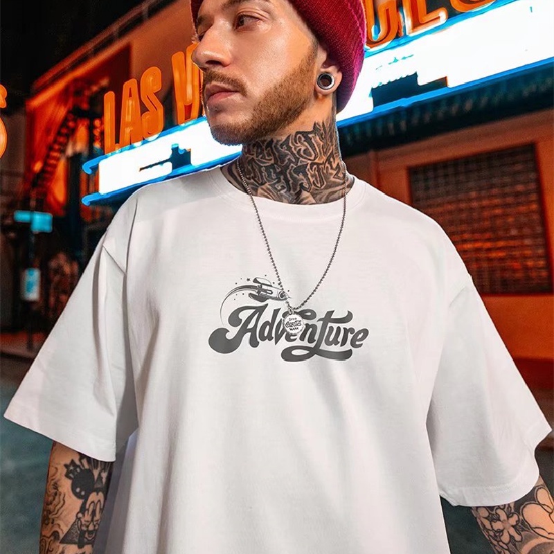 Áo Thun Tay Ngắn Cổ Tròn In Chữ Thời Trang Mùa Hè Phong Cách Hàn Quốc Cho Nam Giới Size M-8XL