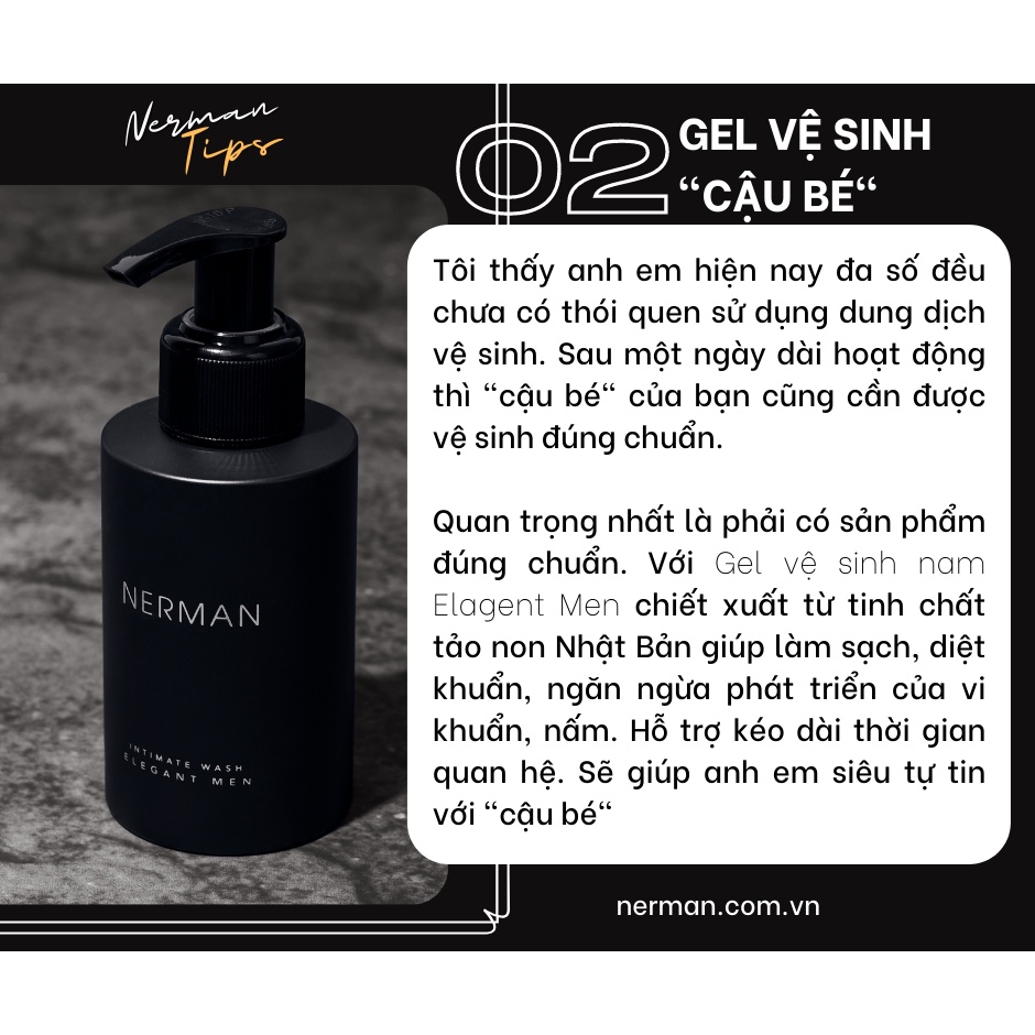 [Chính Hãng 100%] Dung dịch vệ sinh nam giới Nerman Elegant Men hương nước hoa cao cấp 100ml