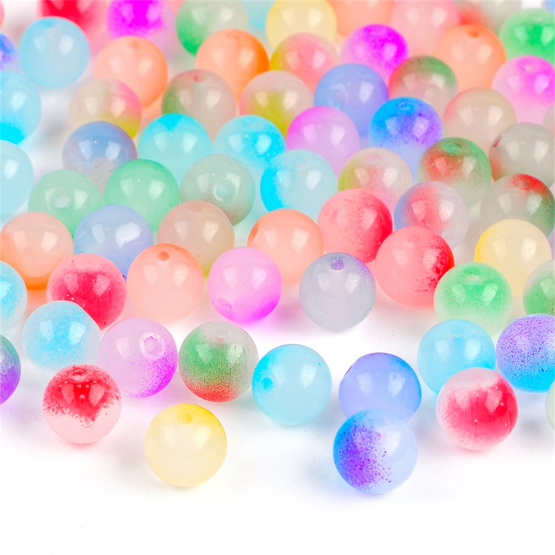 Bộ 25 hạt pha lê thủy tinh màu kẹo hỗn hợp 10mm làm trang sức thủ công