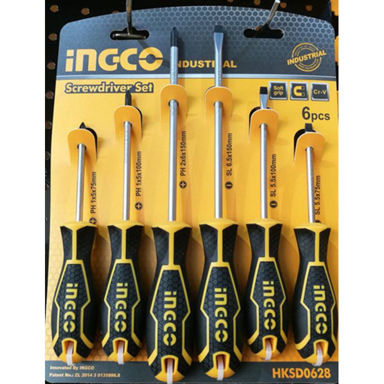 INGCO Bộ 6 cây tua vít dẹp và bake HKSD0628