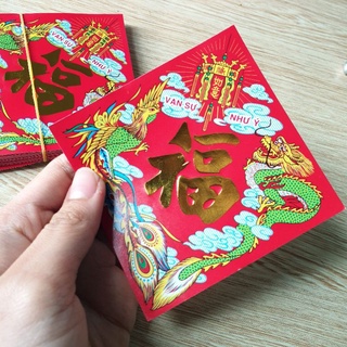 Tem long phụng trang trí ngày tết dán dưa hấu bánh trưng bánh tét pháo giấy