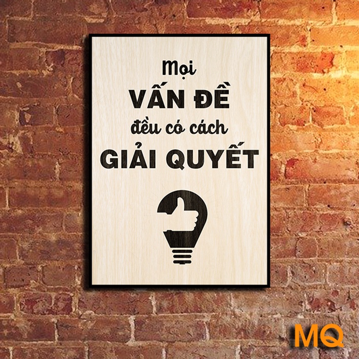 Tranh Slogan Treo Trang Trí Văn Phòng Làm Việc Nền Gỉa Vân Gỗ Hiện Đại 57-65
