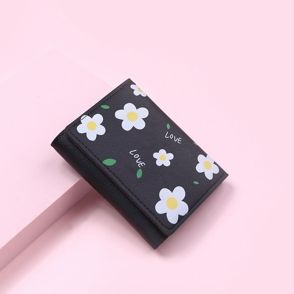 Ví da PU nhiều ngăn in họa tiết hoa nhỏ xinh xắn cho nữ