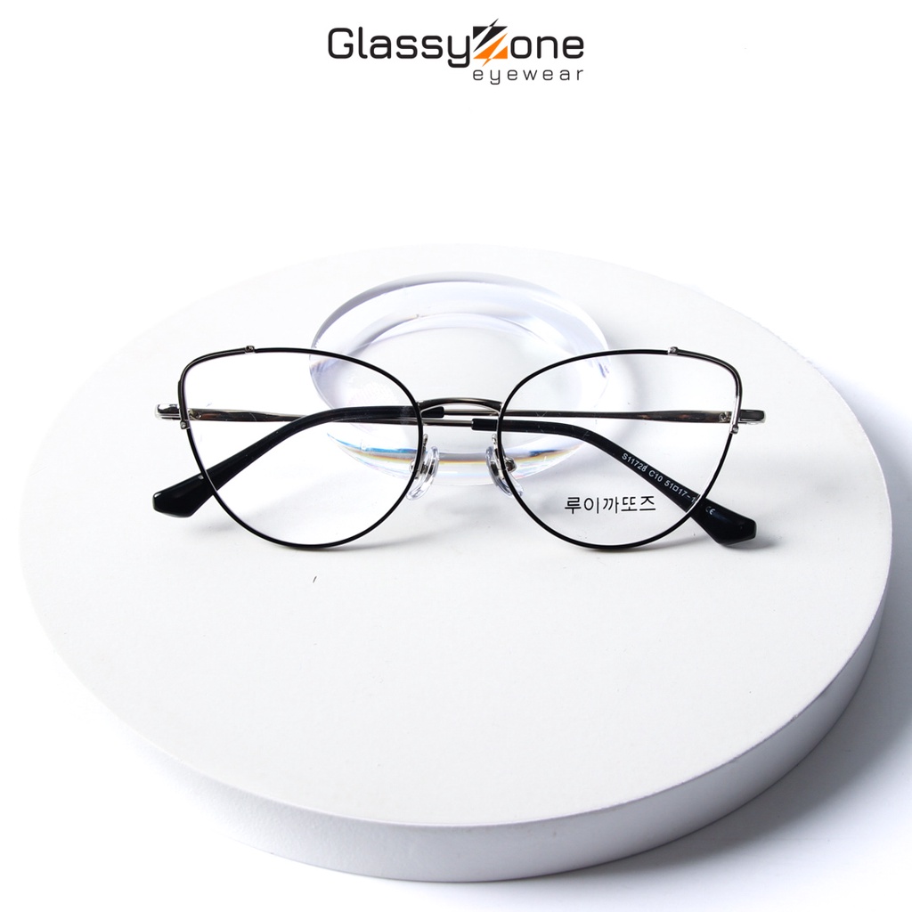 Gọng kính cận, Mắt kính giả cận kim loại Form mắt mèo Nữ thanh mảnh Hughes - GlassyZone
