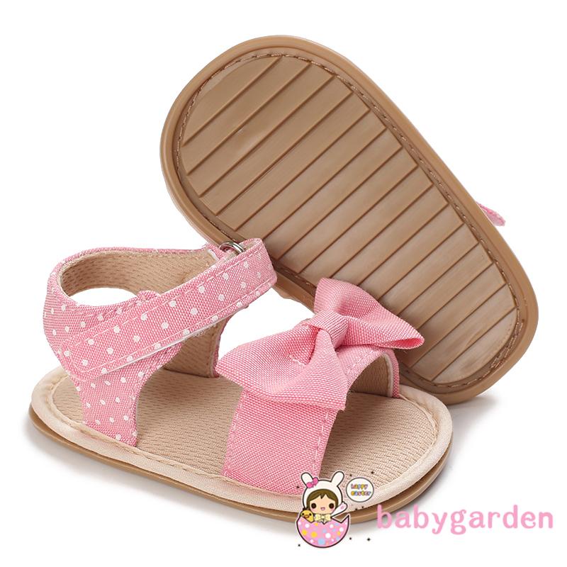 Xăng đan Đế Mềm Chống Trượt Đính Nơ Họa Tiết Chấm Bi Xinh Xắn Cho Bé Gái