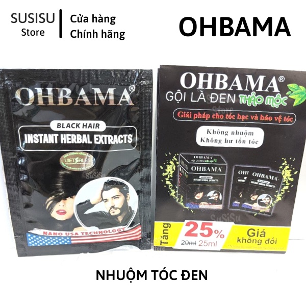 Dầu gội nhuộm tóc tại nhà Gội Là Đen OHBAMA Black Hair Instant Wash 20ml (thuốc nhuộm tóc đen)