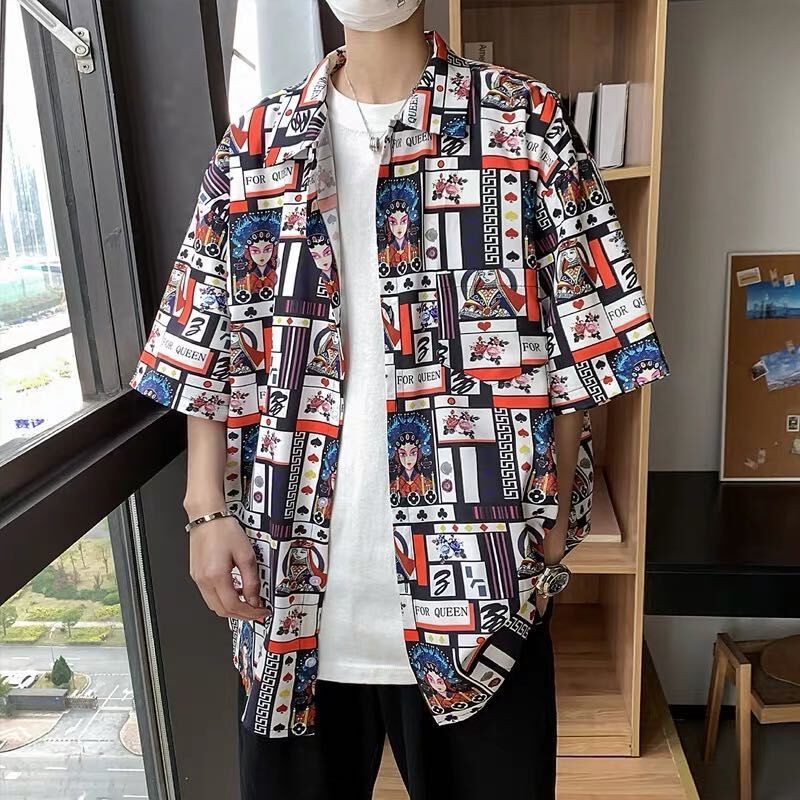 Áo sơ mi tay ngắn phong cách thời trang Hawaiian dáng rộng thời trang size M-3XL