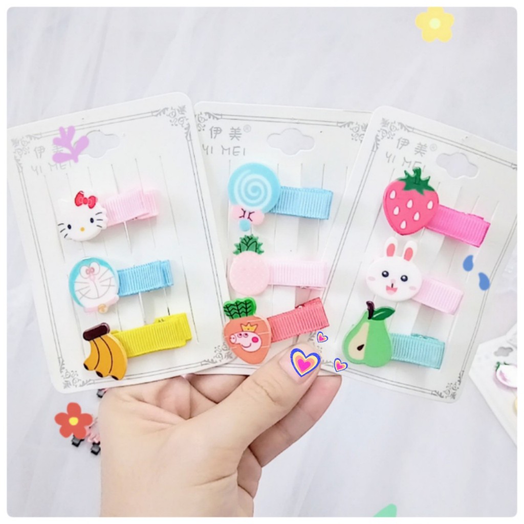 SET 3 KẸP TÓC NHIỀU MẪU ĐÁNG YÊU CHO BÉ