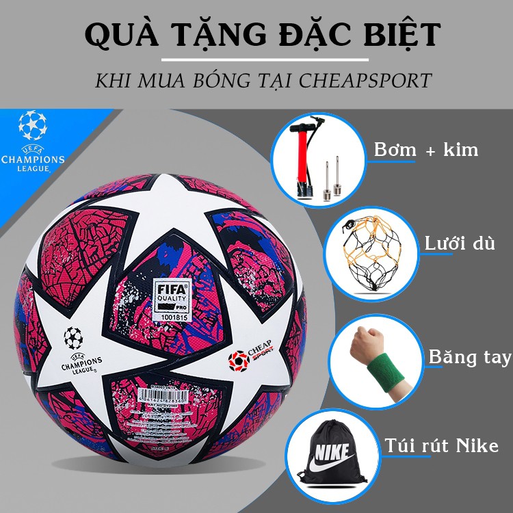 Quả Bóng Đá Cúp C1 Châu Âu Champions League 2021 Size 4 5 Tiêu Chuẩn Thi Đấu (Bóng đúc cao cấp)