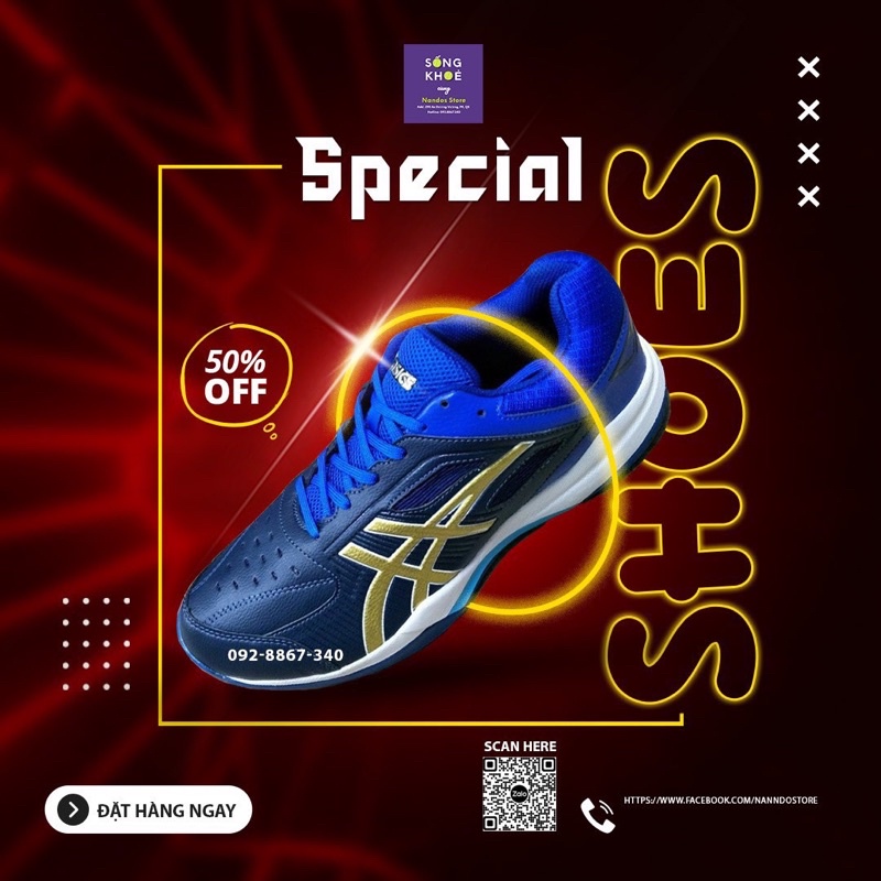 Giày tennis A.Si.cs giảm giá 30% hàng công ty cực bền