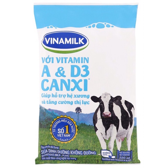 Sữa dinh dưỡng Vinamilk A&amp;D3 bịch 220ml