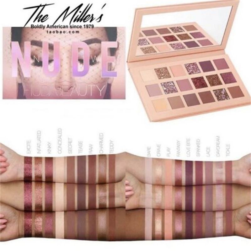Bảng mắt NUDE HUDABEAUTY nội địa trung , gồm 18 ô phấn với mầu nâu đất là tone chủ đạo.Bnagr mắt gồm 11 ô lì và 7 ô nhũ
