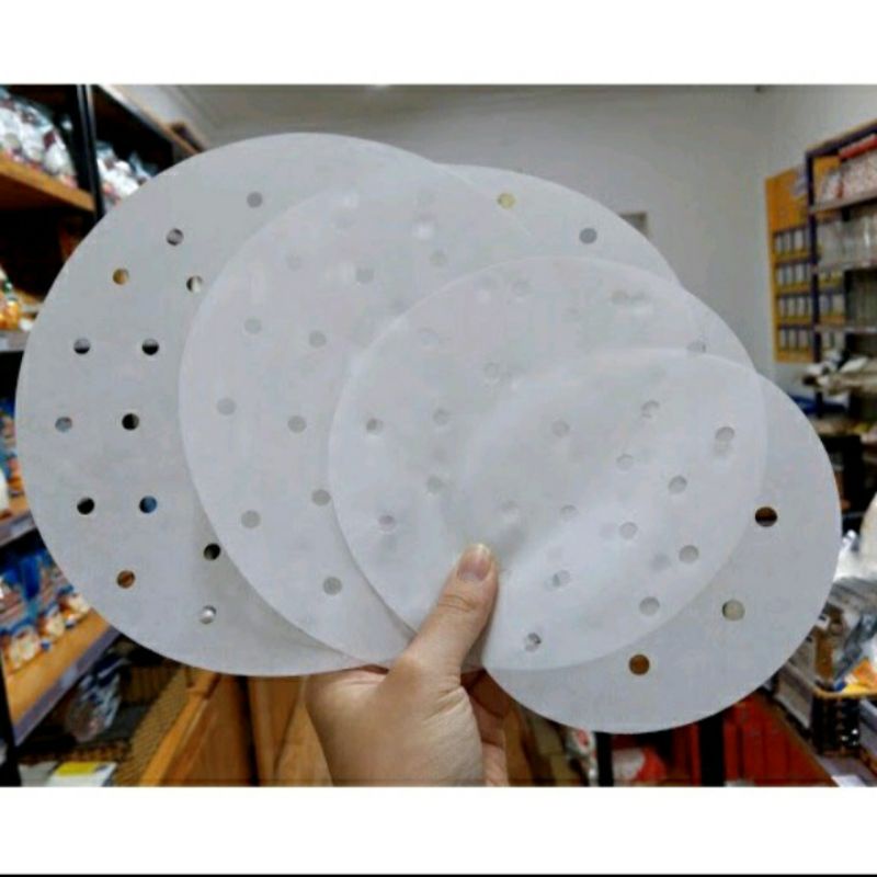 Set 100 tờ Giấy nến đục lỗ cho nồi chiên không dầu size 23cm