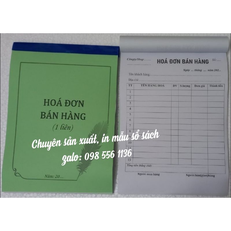 Hóa đơn bán hàng 1 liên A5 60tờ
