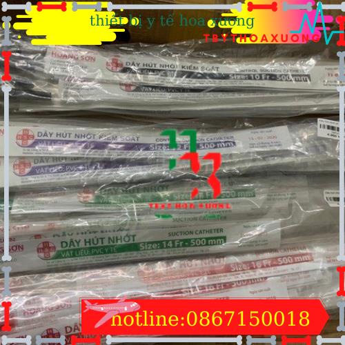 Combo 10 Dây Hút Dịch, Hút Nhớt, Hút Đờm Hoàng Sơn Các Số 6,8, 10, 12, 14, 16 Có Van Khoá