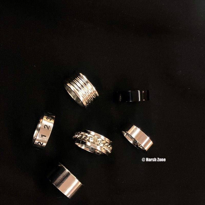 Nhẫn thép titan kiểu dây xích xoay được thời trang cho nam nữ 23777