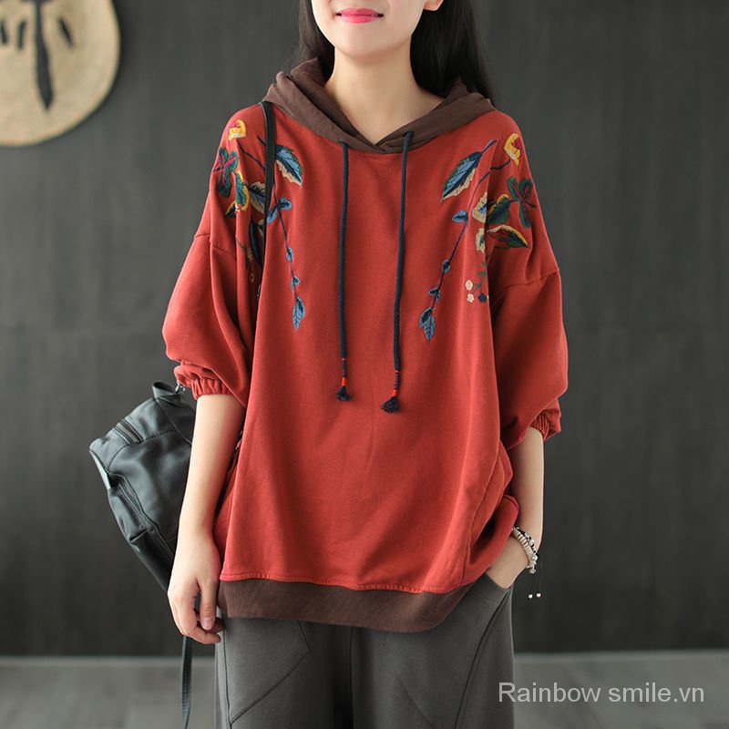 Hooded plus size sweater long sleeve loose pullover leisure women's top