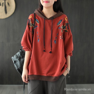 Hooded plus size sweater long sleeve loose pullover leisure women's top
