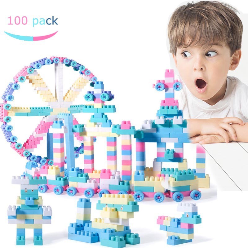 Bộ đồ chơi 100 khối lắp ghép bằng nhựa cho bé